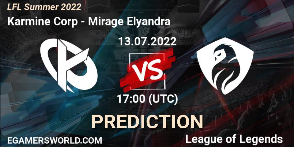 Karmine Corp vs Mirage Elyandra: Match Prediction. 13.07.2022 at 19:00, LoL, LFL Summer 2022