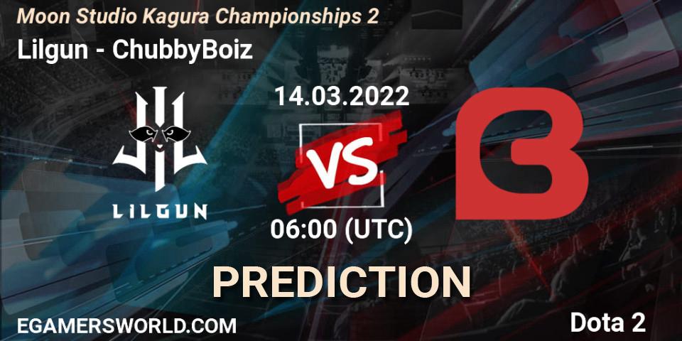 Lilgun vs ChubbyBoiz: Match Prediction. 14.03.2022 at 06:08, Dota 2, Moon Studio Kagura Championships 2