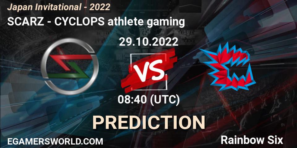 SCARZ vs CYCLOPS athlete gaming: Match Prediction. 29.10.2022 at 08:40, Rainbow Six, Japan Invitational - 2022