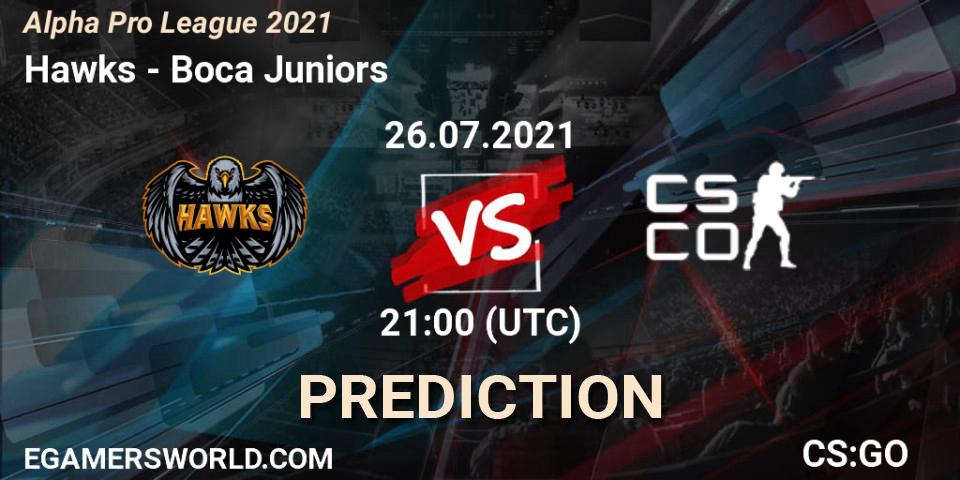 Hawks vs Boca Juniors: Match Prediction. 26.07.2021 at 21:00, Counter-Strike (CS2), Alpha Pro League 2021