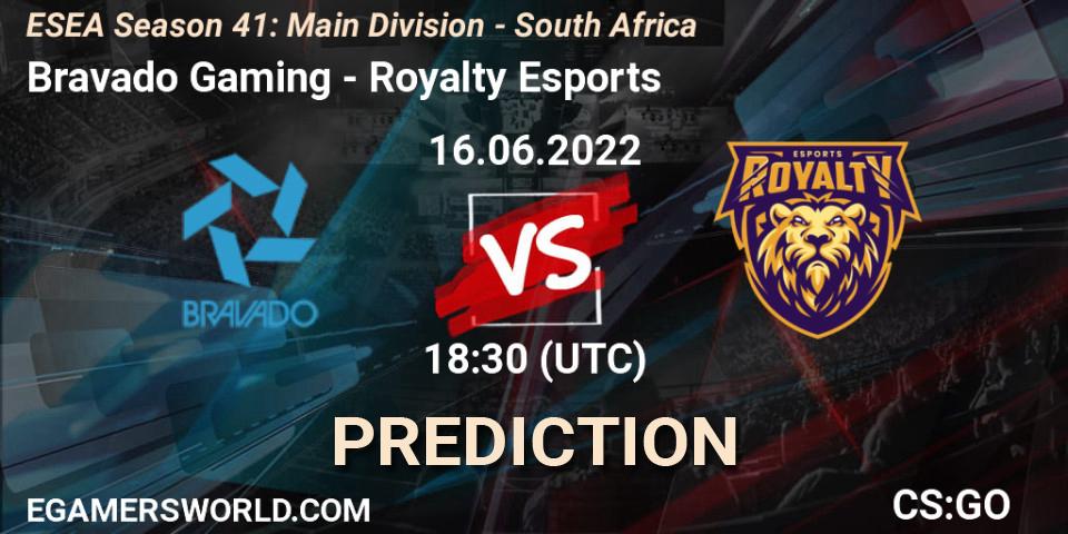 Bravado Gaming vs Royalty Esports: Match Prediction. 16.06.2022 at 18:00, Counter-Strike (CS2), ESEA Season 41: Main Division - South Africa