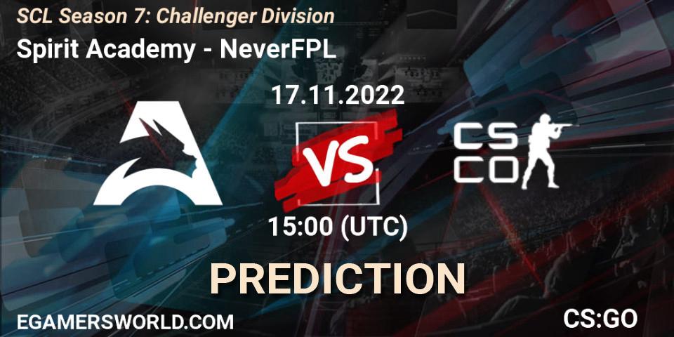 Spirit Academy vs NeverFPL: Match Prediction. 17.11.2022 at 12:00, Counter-Strike (CS2), SCL Season 7: Challenger Division