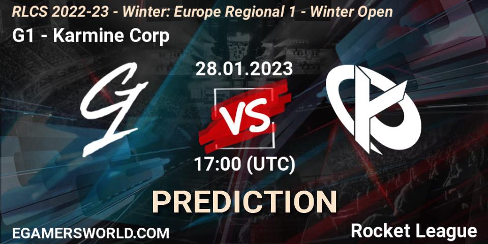 G1 vs Karmine Corp: Match Prediction. 28.01.23, Rocket League, RLCS 2022-23 - Winter: Europe Regional 1 - Winter Open