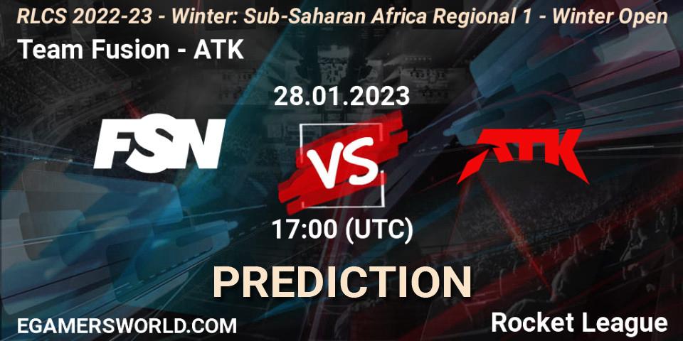 Team Fusion vs ATK: Match Prediction. 28.01.23, Rocket League, RLCS 2022-23 - Winter: Sub-Saharan Africa Regional 1 - Winter Open