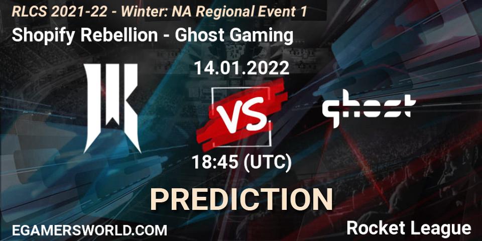 Shopify Rebellion vs Ghost Gaming: Match Prediction. 14.01.2022 at 18:45, Rocket League, RLCS 2021-22 - Winter: NA Regional Event 1