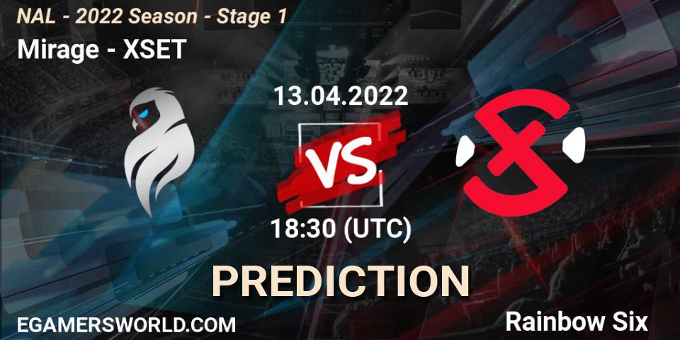 Mirage vs XSET: Match Prediction. 13.04.2022 at 18:30, Rainbow Six, NAL - Season 2022 - Stage 1