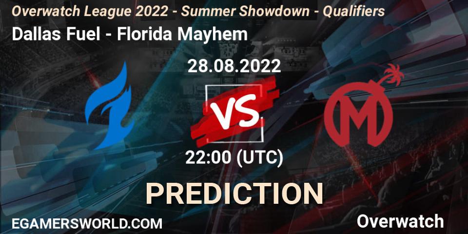 Dallas Fuel vs Florida Mayhem: Match Prediction. 28.08.2022 at 23:30, Overwatch, Overwatch League 2022 - Summer Showdown - Qualifiers