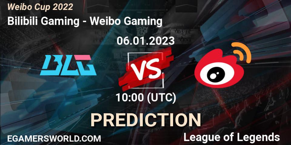 Bilibili Gaming vs Weibo Gaming: Match Prediction. 06.01.2023 at 10:00, LoL, Weibo Cup 2022