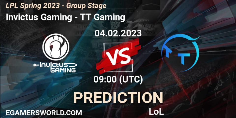 Invictus Gaming vs TT Gaming: Match Prediction. 04.02.2023 at 09:15, LoL, LPL Spring 2023 - Group Stage