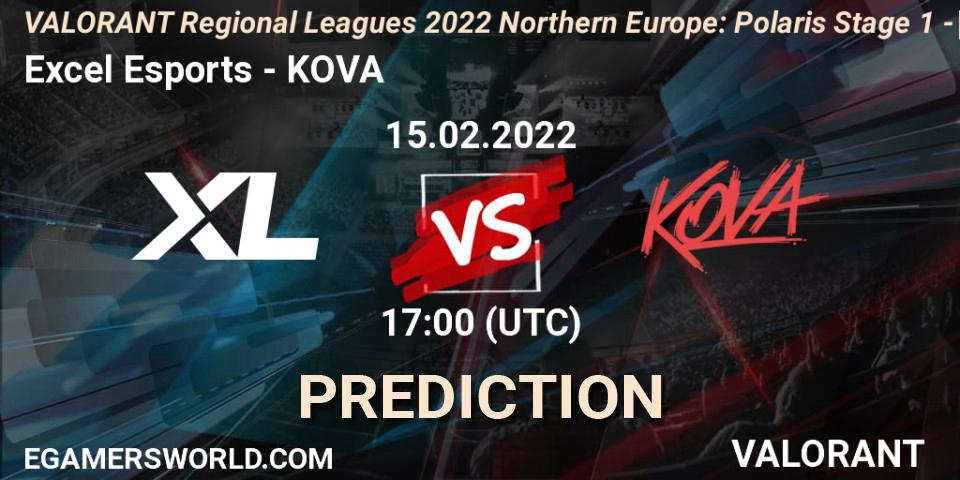 Excel Esports vs KOVA: Match Prediction. 15.02.2022 at 17:00, VALORANT, VALORANT Regional Leagues 2022 Northern Europe: Polaris Stage 1 - Regular Season
