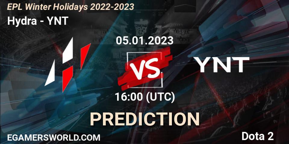 Hydra vs YNT: Match Prediction. 05.01.2023 at 16:56, Dota 2, EPL Winter Holidays 2022-2023