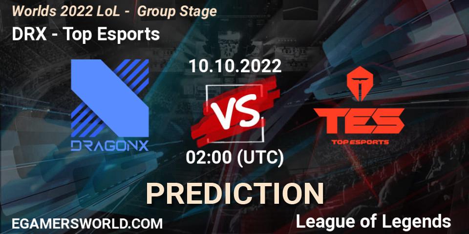 DRX vs Top Esports: Match Prediction. 10.10.2022 at 02:00, LoL, Worlds 2022 LoL - Group Stage