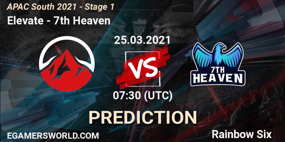 Elevate vs 7th Heaven: Match Prediction. 25.03.2021 at 07:30, Rainbow Six, APAC South 2021 - Stage 1