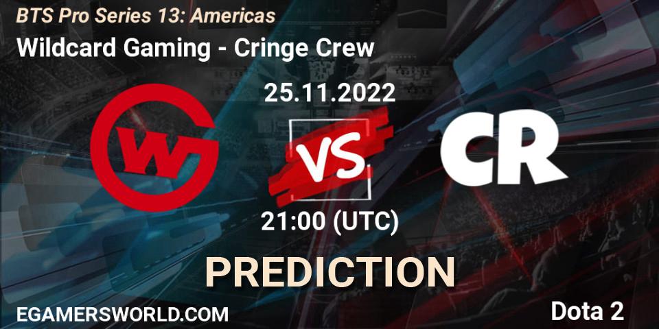 Wildcard Gaming vs Cringe Crew: Match Prediction. 25.11.22, Dota 2, BTS Pro Series 13: Americas