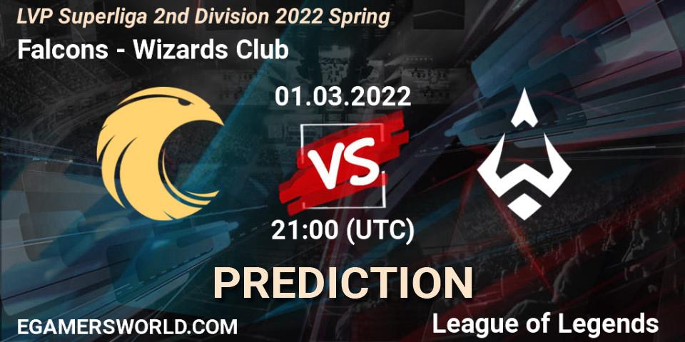 Falcons vs Wizards Club: Match Prediction. 01.03.2022 at 21:00, LoL, LVP Superliga 2nd Division 2022 Spring