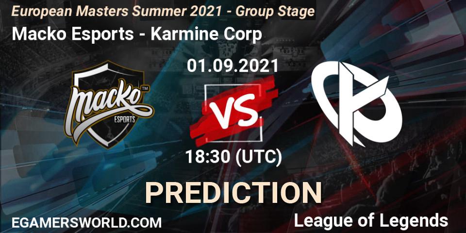 Macko Esports vs Karmine Corp: Match Prediction. 01.09.2021 at 18:00, LoL, European Masters Summer 2021 - Group Stage