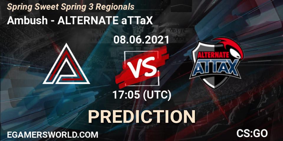 Ambush vs ALTERNATE aTTaX: Match Prediction. 08.06.2021 at 17:05, Counter-Strike (CS2), Spring Sweet Spring 3 Regionals