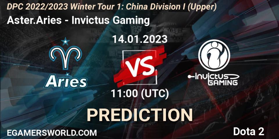 Aster.Aries vs Invictus Gaming: Match Prediction. 14.01.2023 at 11:01, Dota 2, DPC 2022/2023 Winter Tour 1: CN Division I (Upper)