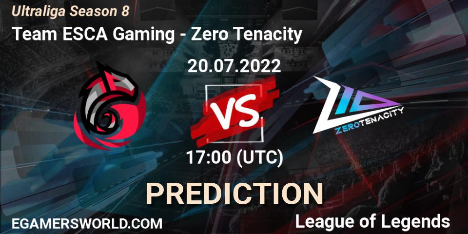 Team ESCA Gaming vs Zero Tenacity: Match Prediction. 20.07.2022 at 17:00, LoL, Ultraliga Season 8