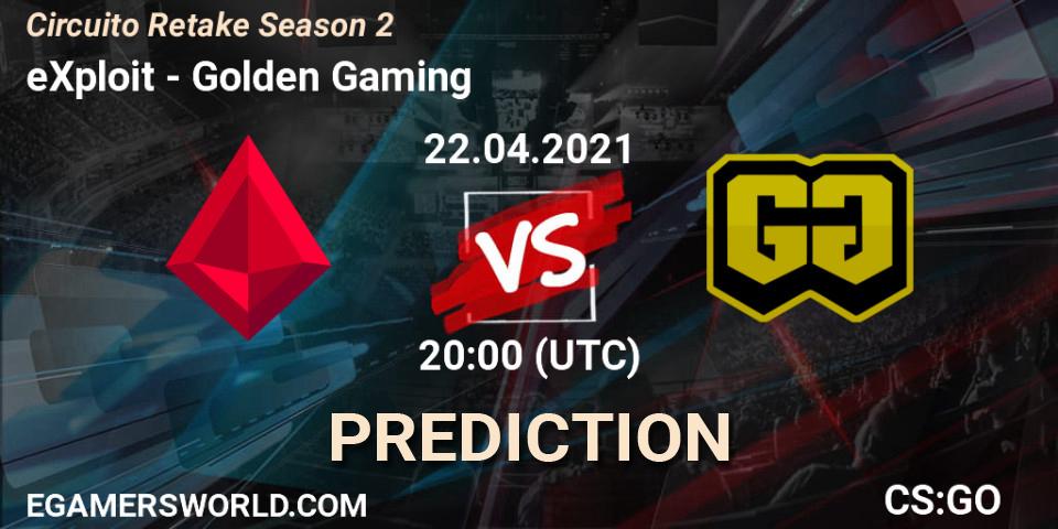 eXploit vs Golden Gaming: Match Prediction. 22.04.2021 at 20:00, Counter-Strike (CS2), Circuito Retake Season 2