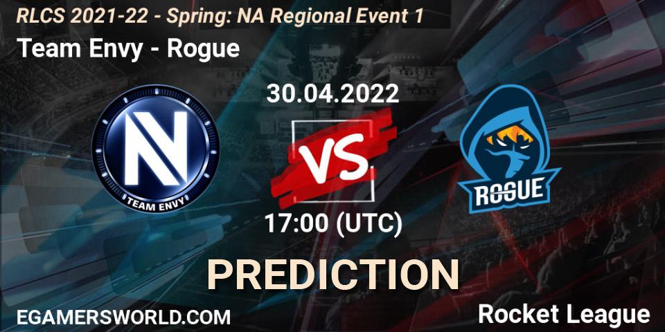 Team Envy vs Rogue: Match Prediction. 30.04.22, Rocket League, RLCS 2021-22 - Spring: NA Regional Event 1