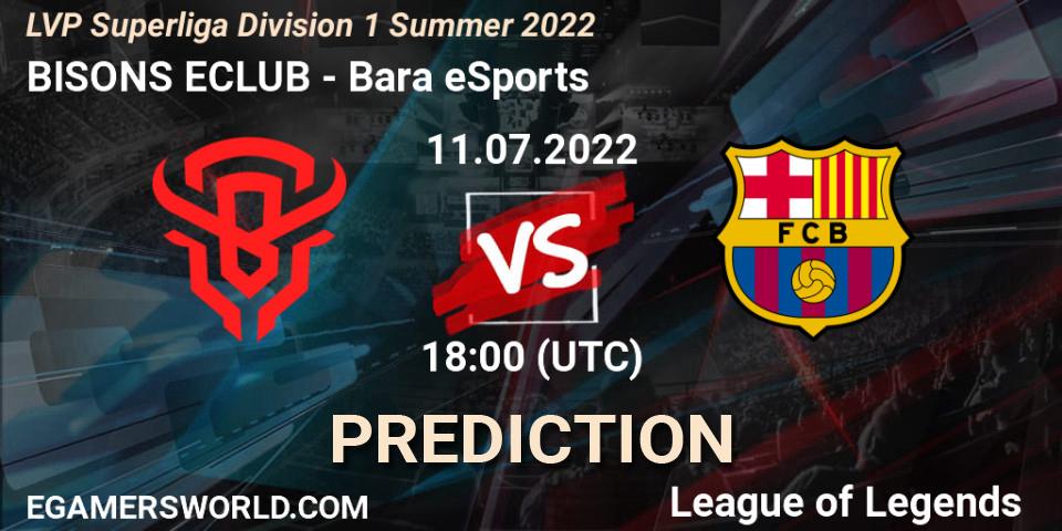 BISONS ECLUB vs Barça eSports: Match Prediction. 11.07.2022 at 18:00, LoL, LVP Superliga Division 1 Summer 2022