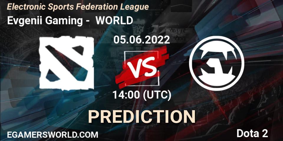 Evgenii Gaming vs КИБЕР WORLD: Match Prediction. 05.06.2022 at 14:03, Dota 2, Electronic Sports Federation League