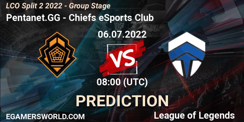Pentanet.GG vs Chiefs eSports Club: Match Prediction. 06.07.2022 at 08:00, LoL, LCO Split 2 2022 - Group Stage