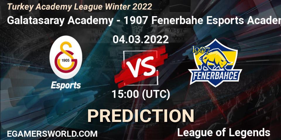 Galatasaray Academy vs 1907 Fenerbahçe Esports Academy: Match Prediction. 04.03.22, LoL, Turkey Academy League Winter 2022