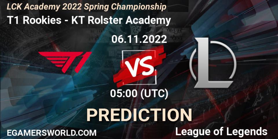 T1 Rookies vs KT Rolster Academy: Match Prediction. 06.11.22, LoL, LCK Academy 2022 Spring Championship