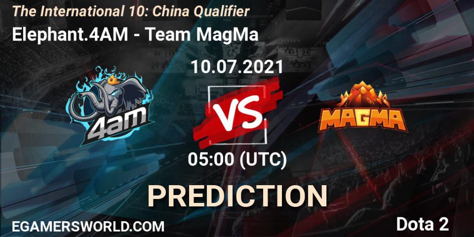 Elephant.4AM vs Team MagMa: Match Prediction. 10.07.2021 at 05:00, Dota 2, The International 10: China Qualifier