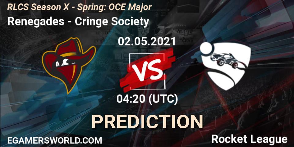Renegades vs Cringe Society: Match Prediction. 02.05.2021 at 04:00, Rocket League, RLCS Season X - Spring: OCE Major