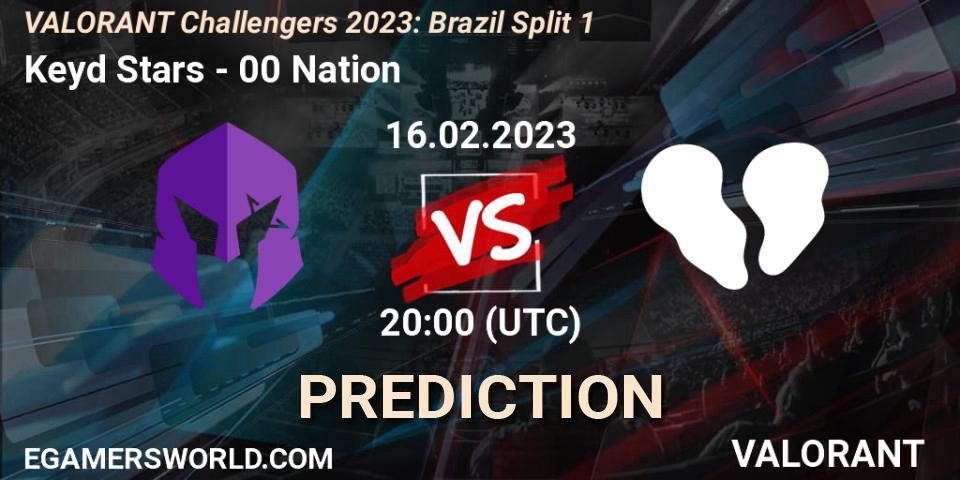 Keyd Stars vs 00 Nation: Match Prediction. 20.02.2023 at 20:15, VALORANT, VALORANT Challengers 2023: Brazil Split 1