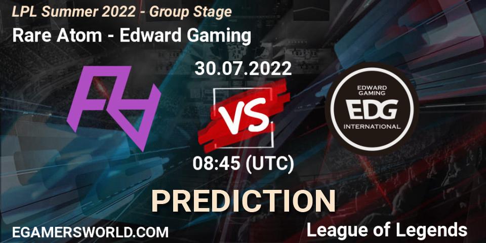 Rare Atom vs Edward Gaming: Match Prediction. 30.07.2022 at 09:00, LoL, LPL Summer 2022 - Group Stage