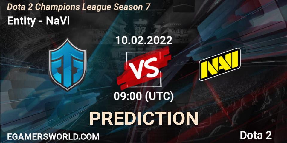 Entity vs NaVi: Match Prediction. 10.02.22, Dota 2, Dota 2 Champions League 2022 Season 7
