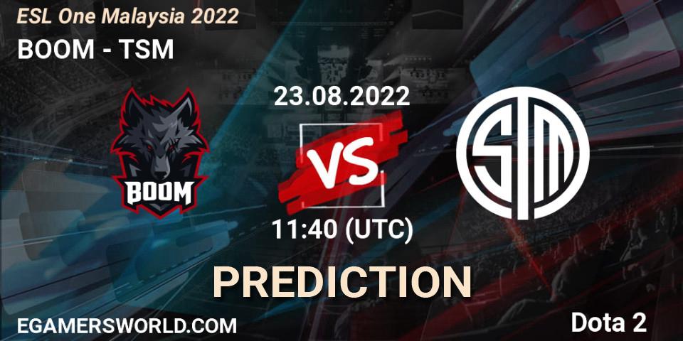 BOOM vs TSM: Match Prediction. 23.08.22, Dota 2, ESL One Malaysia 2022