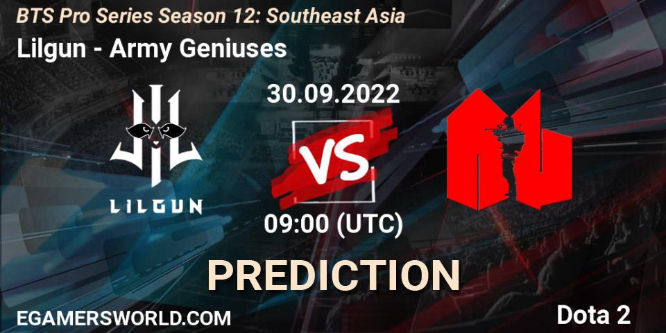 Lilgun vs Army Geniuses: Match Prediction. 30.09.22, Dota 2, BTS Pro Series Season 12: Southeast Asia