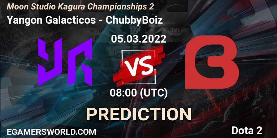 Yangon Galacticos vs ChubbyBoiz: Match Prediction. 05.03.2022 at 08:00, Dota 2, Moon Studio Kagura Championships 2