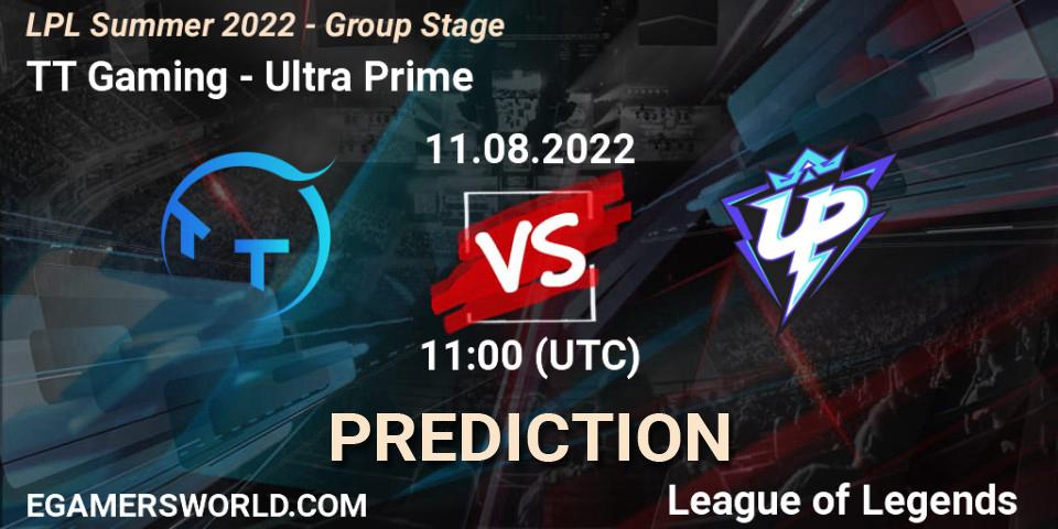 TT Gaming vs Ultra Prime: Match Prediction. 11.08.2022 at 11:00, LoL, LPL Summer 2022 - Group Stage