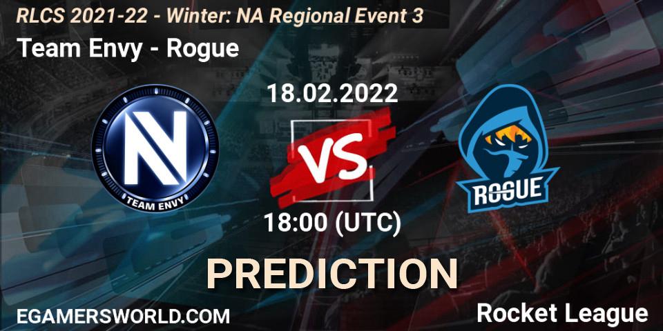 Team Envy vs Rogue: Match Prediction. 18.02.2022 at 18:00, Rocket League, RLCS 2021-22 - Winter: NA Regional Event 3