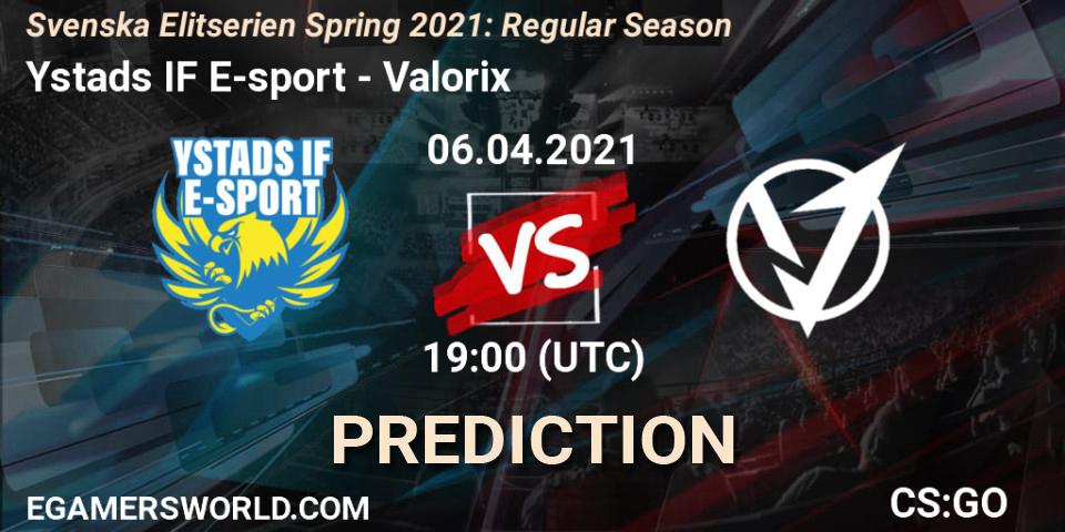 Ystads IF E-sport vs Valorix: Match Prediction. 06.04.2021 at 19:00, Counter-Strike (CS2), Svenska Elitserien Spring 2021: Regular Season