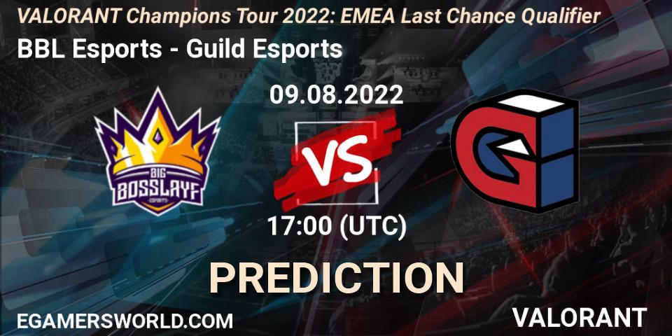 BBL Esports vs Guild Esports: Match Prediction. 09.08.2022 at 17:20, VALORANT, VCT 2022: EMEA Last Chance Qualifier