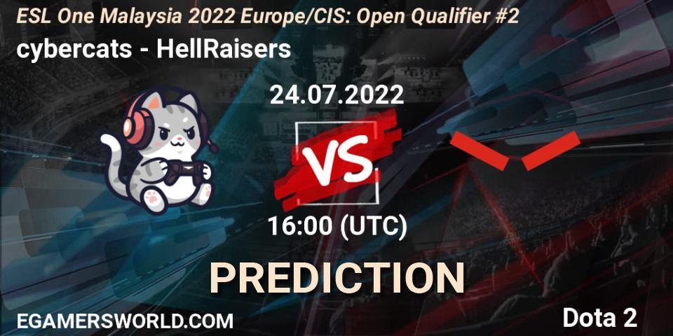 cybercats vs HellRaisers: Match Prediction. 24.07.2022 at 16:09, Dota 2, ESL One Malaysia 2022 Europe/CIS: Open Qualifier #2