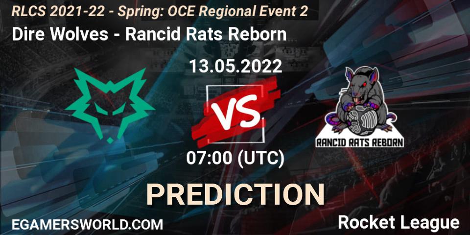 Dire Wolves vs Rancid Rats Reborn: Match Prediction. 13.05.2022 at 07:00, Rocket League, RLCS 2021-22 - Spring: OCE Regional Event 2