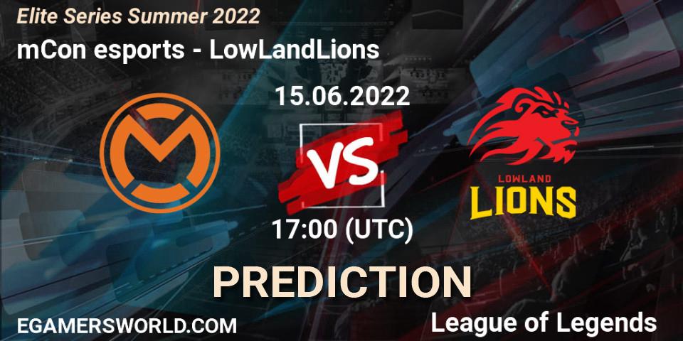 mCon esports vs LowLandLions: Match Prediction. 15.06.2022 at 17:00, LoL, Elite Series Summer 2022