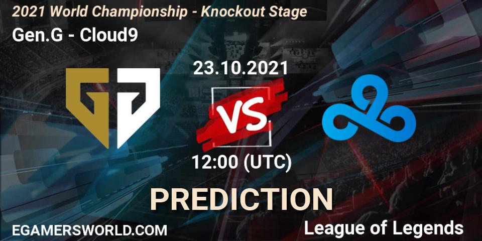 Gen.G vs Cloud9: Match Prediction. 25.10.2021 at 12:00, LoL, 2021 World Championship - Knockout Stage