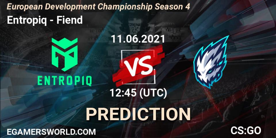 Entropiq vs Fiend: Match Prediction. 11.06.2021 at 12:45, Counter-Strike (CS2), European Development Championship Season 4