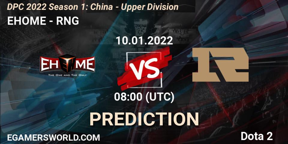 EHOME vs RNG: Match Prediction. 10.01.2022 at 07:55, Dota 2, DPC 2022 Season 1: China - Upper Division