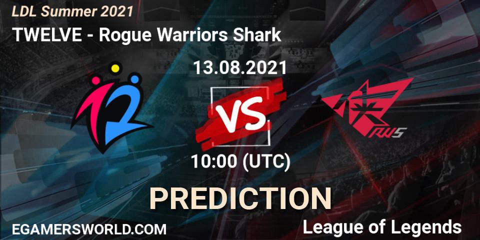 TWELVE vs Rogue Warriors Shark: Match Prediction. 13.08.21, LoL, LDL Summer 2021
