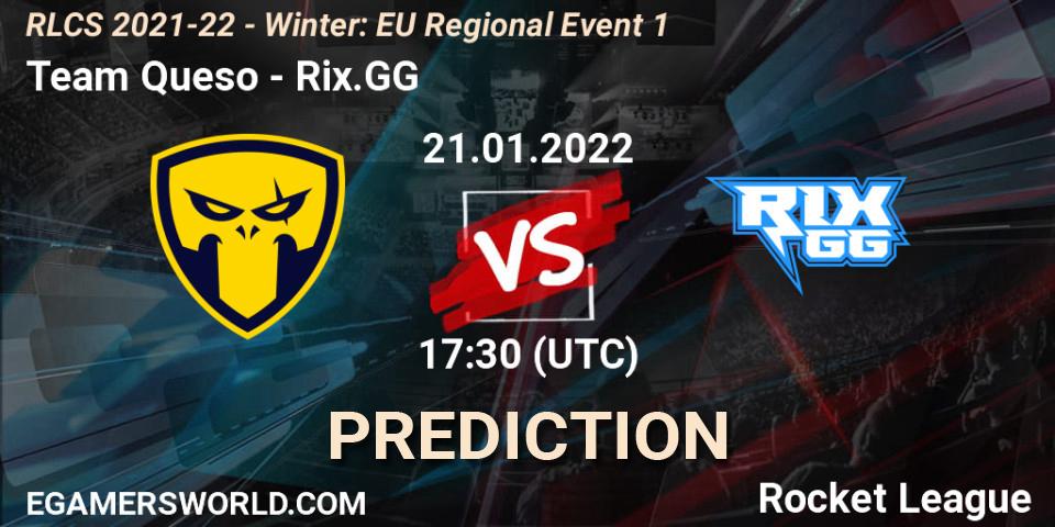 Team Queso vs Rix.GG: Match Prediction. 21.01.2022 at 17:30, Rocket League, RLCS 2021-22 - Winter: EU Regional Event 1